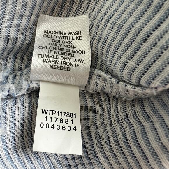 J.Jill Love Linen Long Sleeve Button Front Striped Tunic Top Women XL Blue/White - Picture 5 of 5